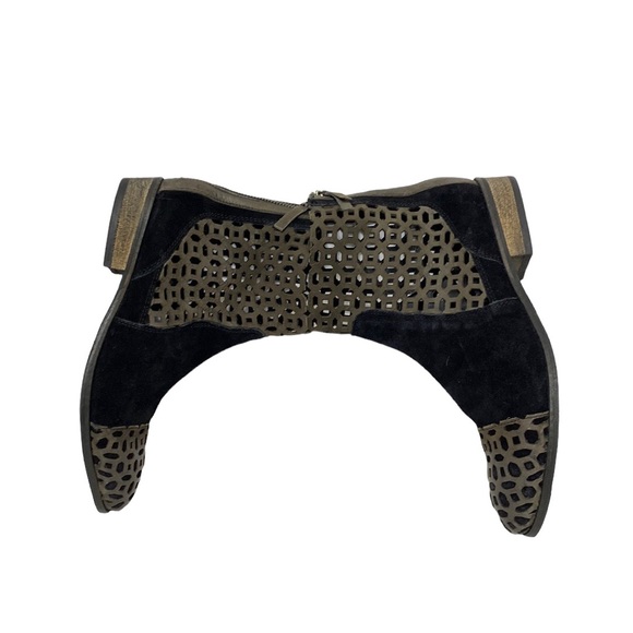 Rebels Villaroy Bootie Black Brown Laser Cut Leather Ankle Booties 9 - Picture 4 of 9